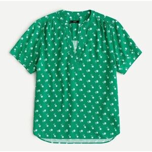 J. Crew Kelly Green Summer Blouse Womens Size Small S Floral Short Sleeve NEW